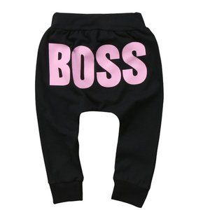 Pink BOSS Cotton Casual Toddler Black Harem Pants